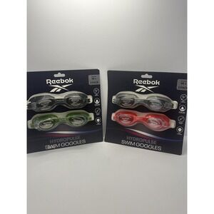 (2) Packs of 2 Reebok Swim Goggles Anti Fog UV Protection Adjustable Adult